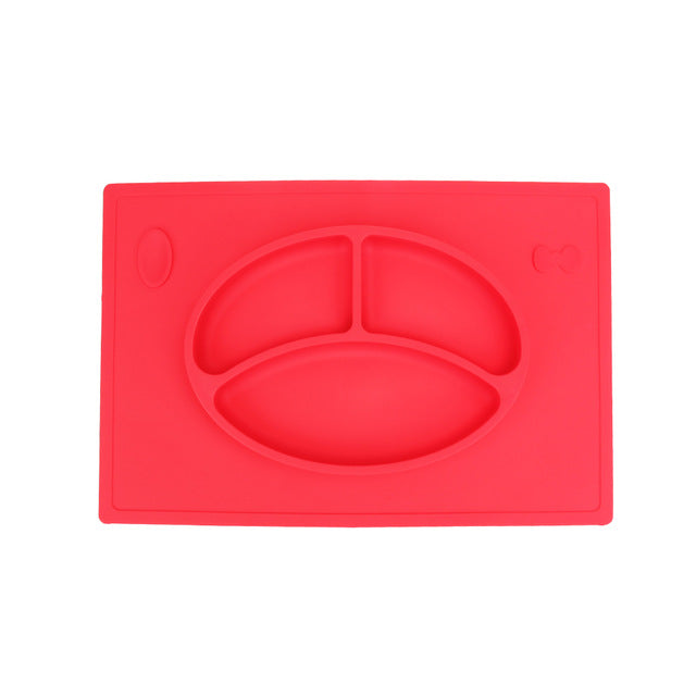 Baby Kids Children Tableware Meal Dinner Plates Dinnerware Integrated Sub-grid Silicone Food Dishes Plate Non-slip Placemat