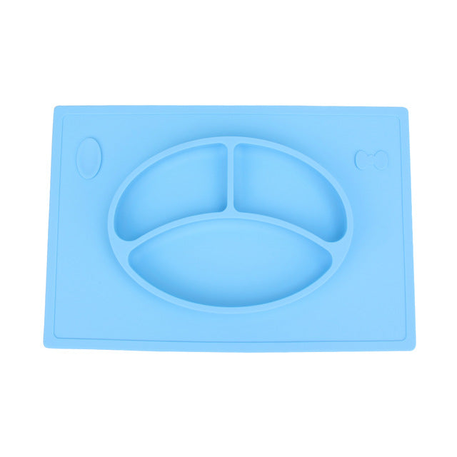 Baby Kids Children Tableware Meal Dinner Plates Dinnerware Integrated Sub-grid Silicone Food Dishes Plate Non-slip Placemat