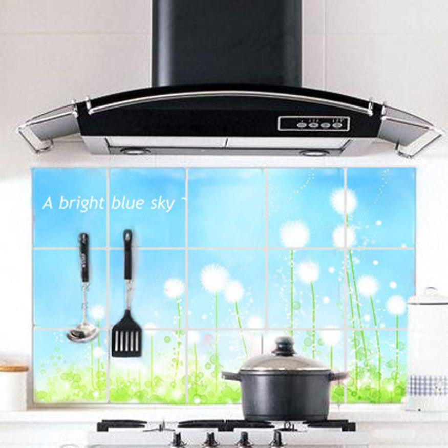 kitchen wall stickers Removable DIY Kitchen Decor House Decals Aluminum foil Wall Sticker