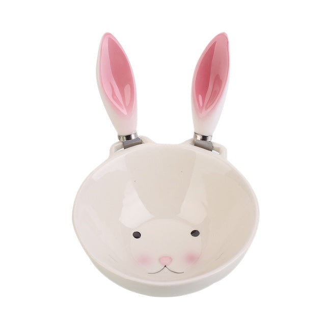 Easter Day Bunny Rabbit Shape Bowl Tableware Ceramic Salad Plate Kids Decoration