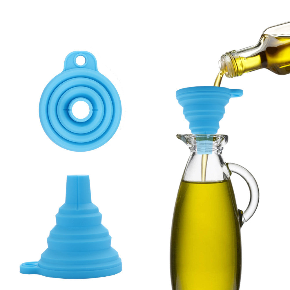 Kitchen Funnel Mini Collapsible Funnel Silicone Gel Foldable Style Funnel Hopper Kitchen Cooking Tool